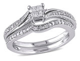 Princess Cut Diamond Engagement Ring & Wedding Band 1/4 Carat ((ctw) Color H-I Clarity I2-I3) Set in 10K White Gold